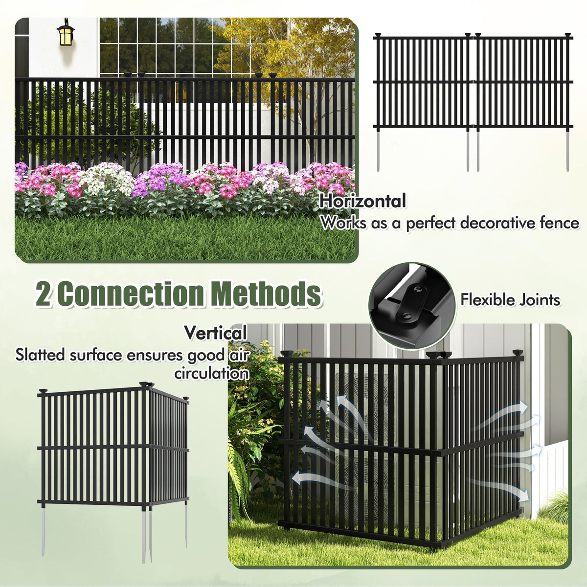 Air Conditioner Fence Panel with Metal Ground Stakes for Outside-Black view 9