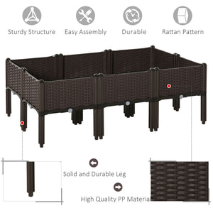 2-piece Raised Garden Bed PP Raised Flower Bed Plant Stand Stackable Vegetable Herb Grow Box