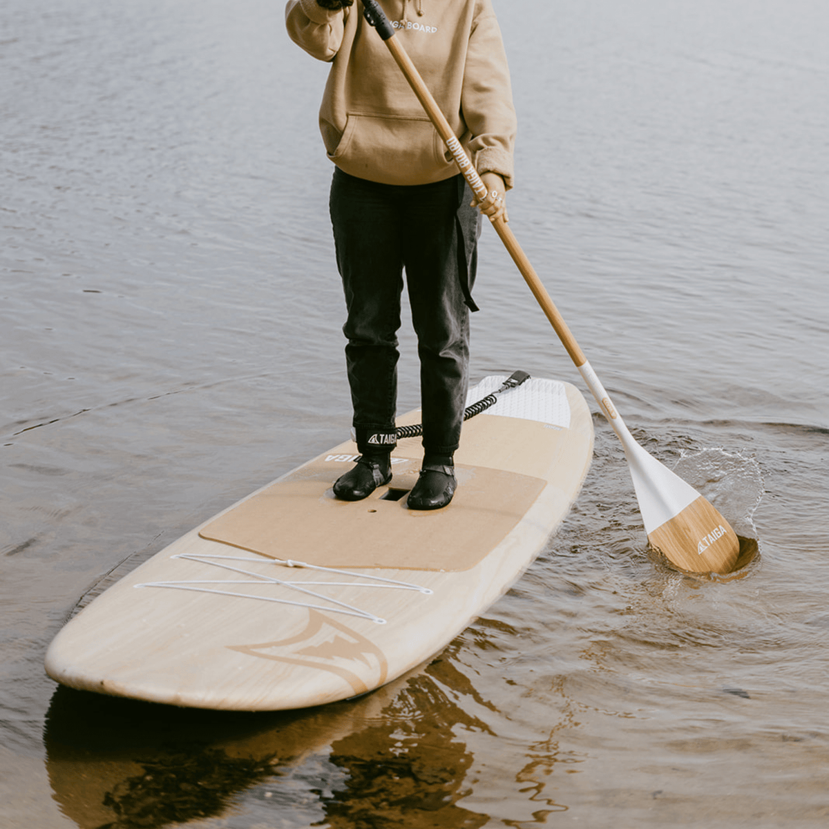 AKOYA 9'5" Hard Paddle Board, Root Collection, Natural Wood Veneer | Taiga Board