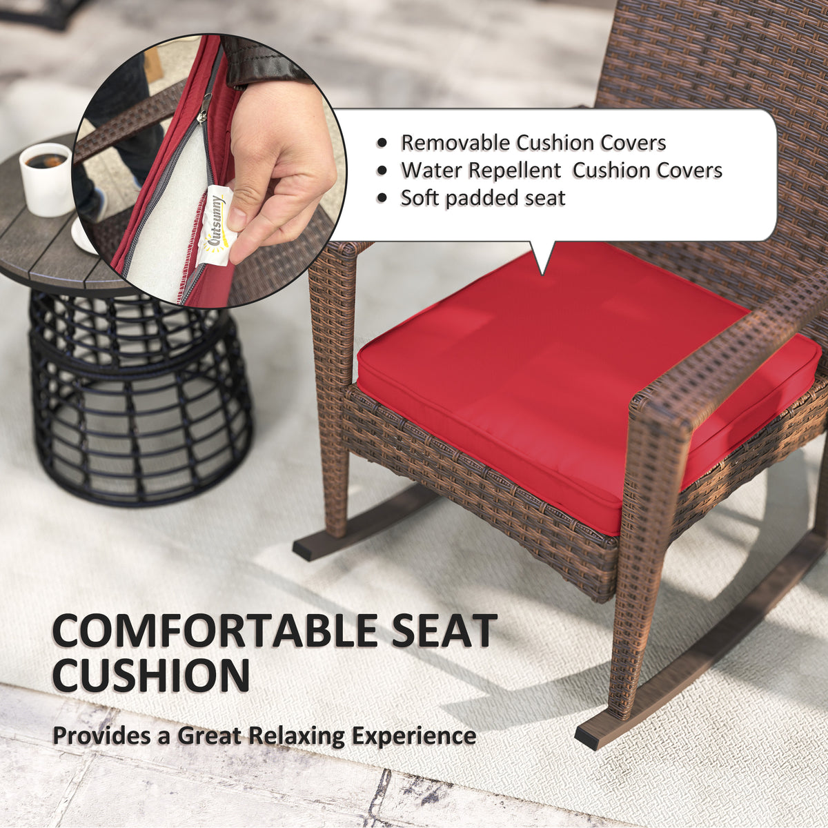Outdoor PE Rattan Rocking Chair, Garden Glider Rocking Chair – view 5