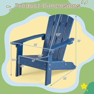 All-Weather HIPS Kid's Adirondack Chair with with High Backrest and Armrests-Blue view 4