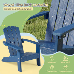 All-Weather HIPS Kid's Adirondack Chair with with High Backrest and Armrests-Blue view 5