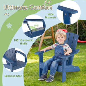 All-Weather HIPS Kid's Adirondack Chair with with High Backrest and Armrests-Blue view 7