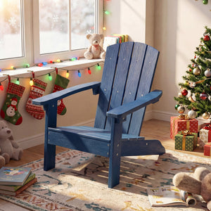 All-Weather HIPS Kid's Adirondack Chair with with High Backrest and Armrests-Blue view 8