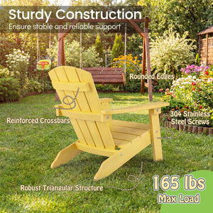 All-Weather HDPE Kid's Adirondack Chair with with High Backrest and Armrests-Yellow view 6