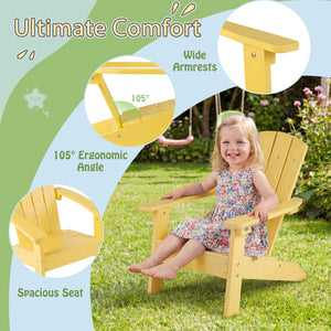 All-Weather HDPE Kid's Adirondack Chair with with High Backrest and Armrests-Yellow view 7
