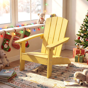 All-Weather HDPE Kid's Adirondack Chair with with High Backrest and Armrests-Yellow view 8