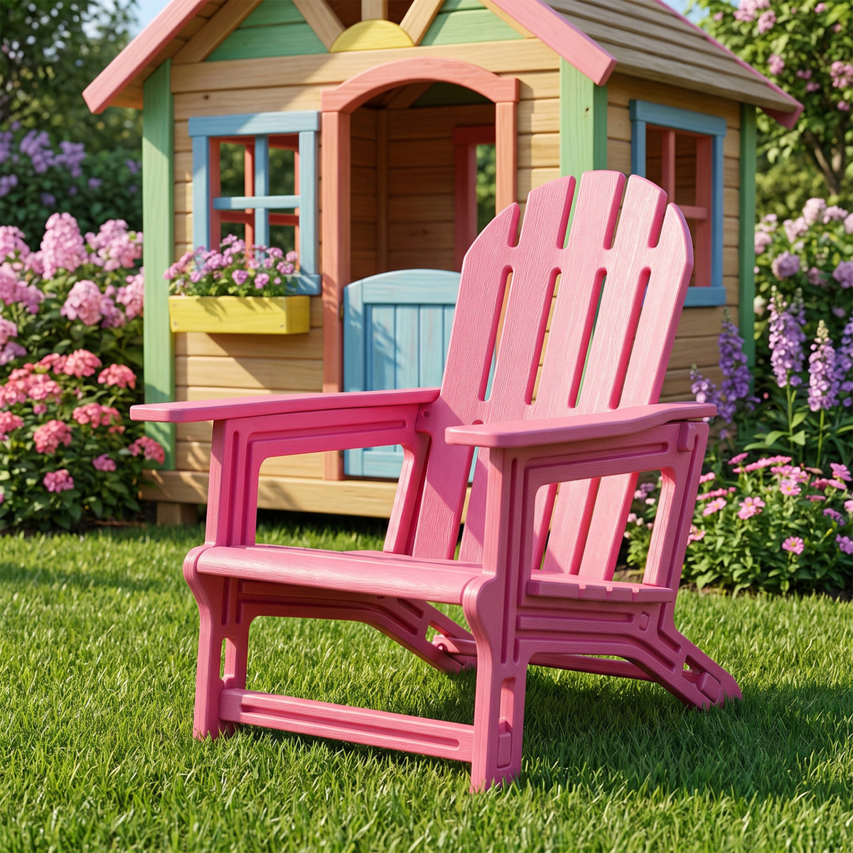 All-Weather Outdoor Kids Patio Seating with Ergonomic Design-Pink view 2