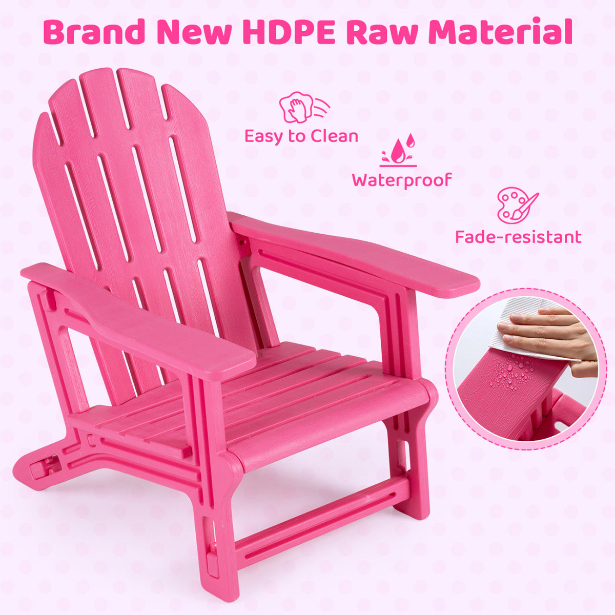 All-Weather Outdoor Kids Patio Seating with Ergonomic Design-Pink view 5