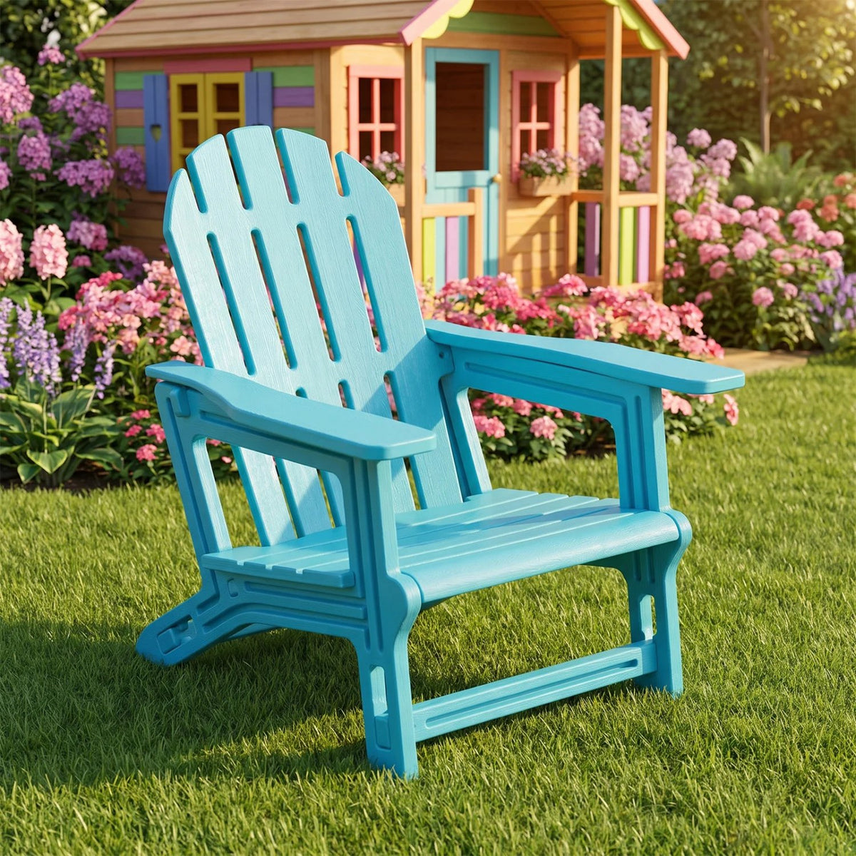 All-Weather Outdoor Kids Patio Seating with Ergonomic Design-Turquoise view 2