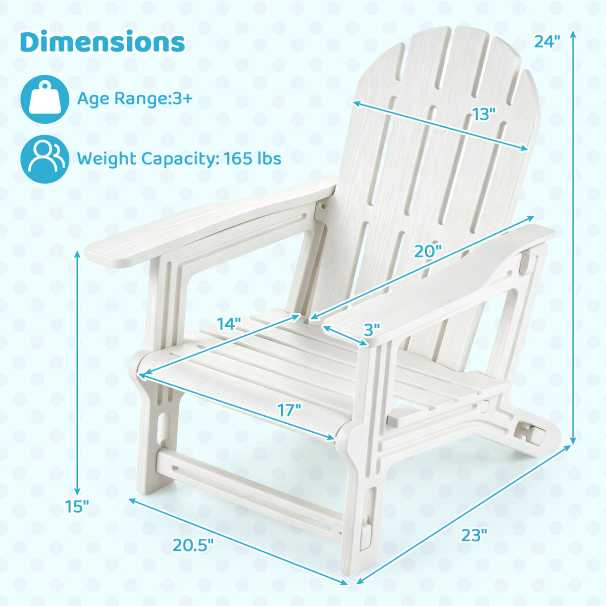 All-Weather Outdoor Kids Patio Seating with Ergonomic Design-White view 3
