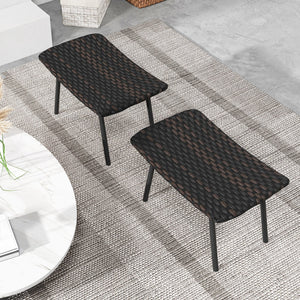 All Weather Outdoor Ottomans Set Patio Footrest Seats Set with Sturdy Metal Legs -Brown view 3