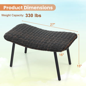 All Weather Outdoor Ottomans Set Patio Footrest Seats Set with Sturdy Metal Legs -Brown view 4