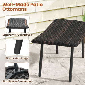 All Weather Outdoor Ottomans Set Patio Footrest Seats Set with Sturdy Metal Legs -Brown view 8