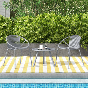 All Weather PP Patio Conversation Set with Round Coffee table and 2 Chairs-Gray view 6