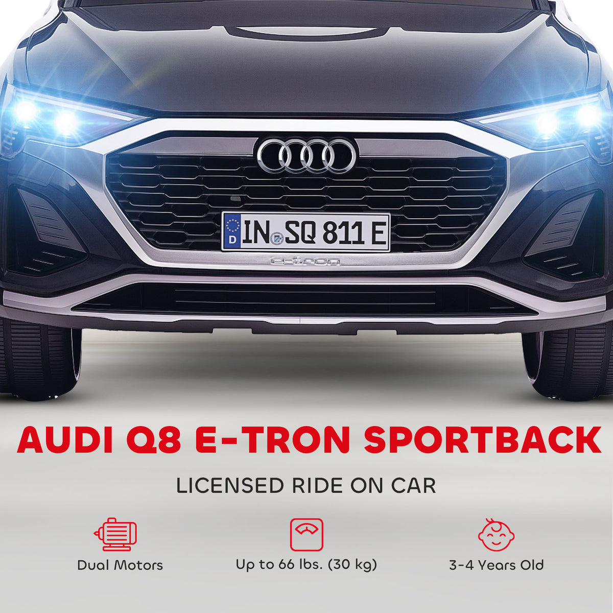 Qaba 12V Battery Powered Kids Electric Car, Audi Q8 etron Sportback Licensed Ride on Car w/ Remote Control