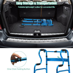 Aluminum Heavy-Duty Folding Wheeled Stand-Assist Walker-Blue view 6