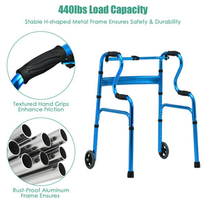 Aluminum Heavy-Duty Folding Wheeled Stand-Assist Walker-Blue view 7