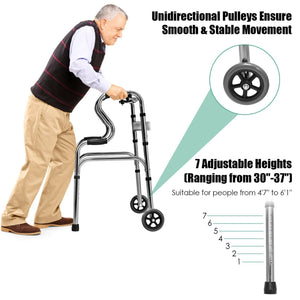 Aluminum Heavy-Duty Folding Wheeled Stand-Assist Walker-Gray view 7