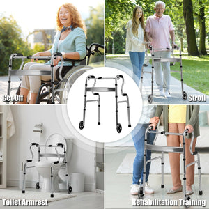 Aluminum Heavy-Duty Folding Wheeled Stand-Assist Walker-Gray view 8