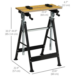 Portable Work Bench, Workshop Tool Stand with 6-Level Height Adjustable Work Table, Carpenter Saw Table with 4 Clamps, Steel Frame, 220lbs Capacity