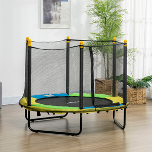 Qaba 4.6FT Trampoline for Kids with Enclosure Net for Ages 3-6, Indoor Outdoor Use