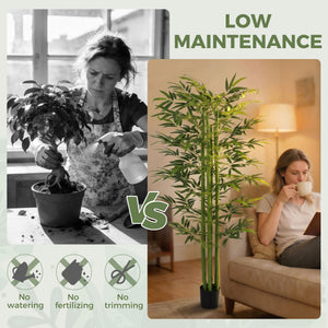 Indoor Fake Plants, Artificial Bamboo Tree with Adjustable Shape for Home Office Living Room Decor, Green