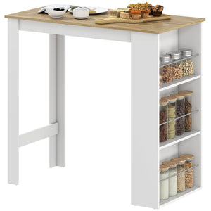 Bar Table Counter Height Dining Table with 3 Storage Shelves for Kitchen, Dining Room, Living Room, Natural