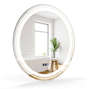 Anti-Fog Round Led Bathroom Mirror with 3 Color LED Lights-S