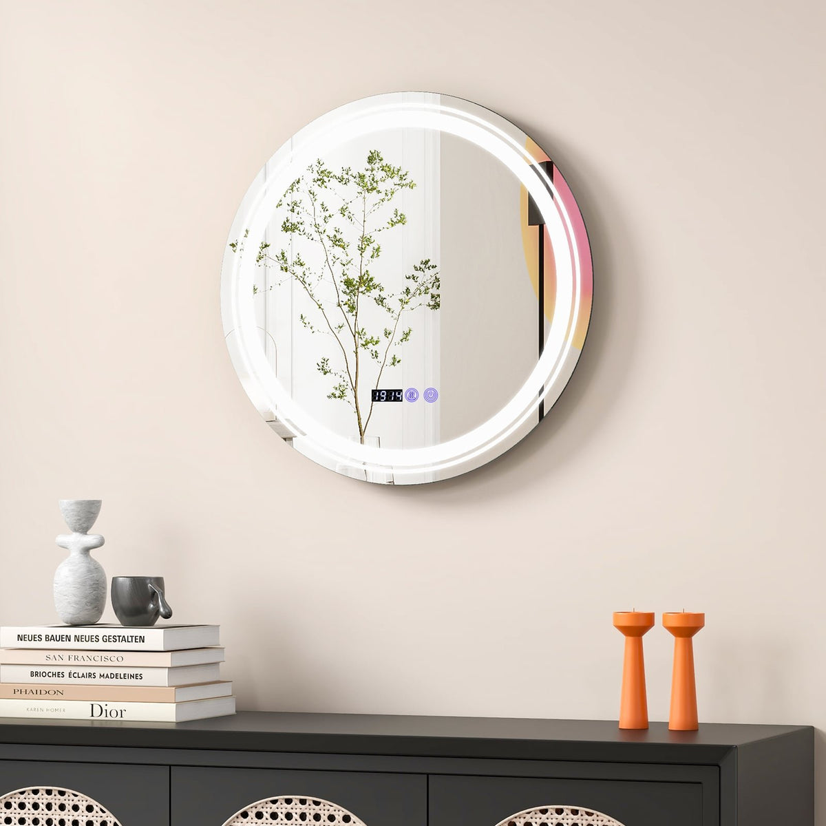 Anti-Fog Round Led Bathroom Mirror with 3 Color LED Lights-S view 3
