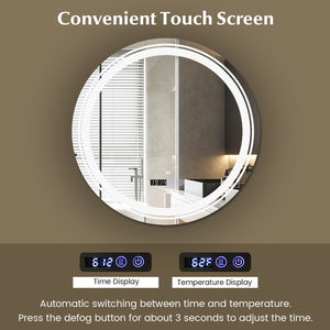 Anti-Fog Round Led Bathroom Mirror with 3 Color LED Lights-S view 8