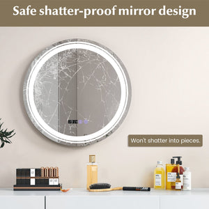 Anti-Fog Round Led Bathroom Mirror with 3 Color LED Lights-S view 9