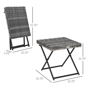 Rattan Coffee Table Folding Patio Outdoor Side Table Wicker for Balcony, Porch, Poolside – view 2