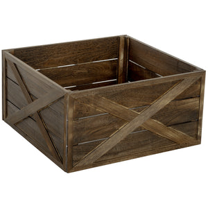 24" Farmhouse Christmas Tree Base Cover Wooden Christmas Tree Collar Box Home Decoration Dark Distressed Wood Finish