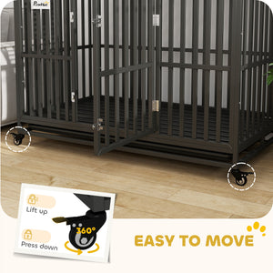 41" Heavy Duty Steel Dog Crate Kennel Pet Cage with Wheels for Convenient Access Anti-Pinching Floor, Black – view 17