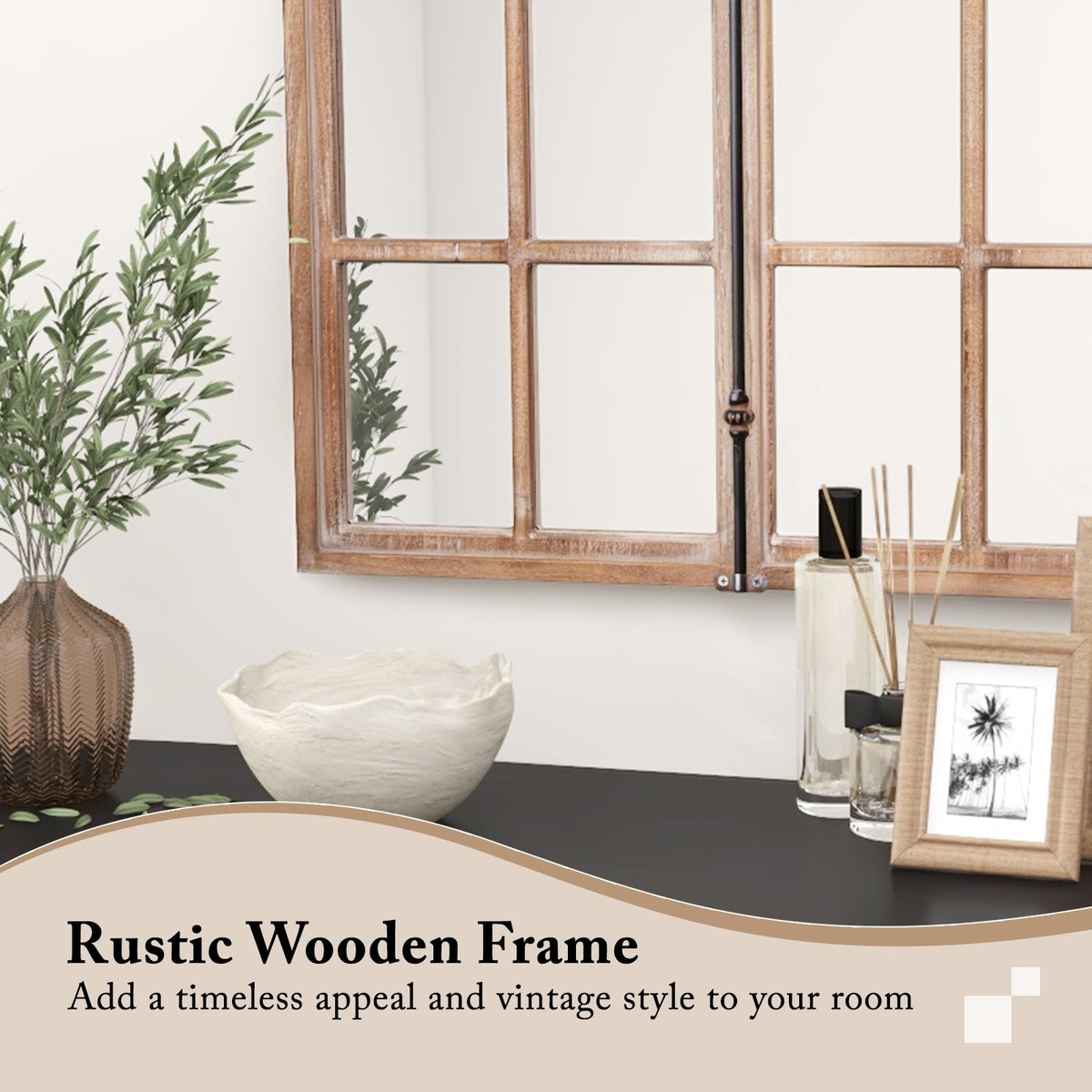 Arched Window Pane Farmhouse Wall Mounted Decorative Mirror-Nature view 6