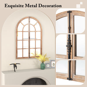 Arched Window Pane Farmhouse Wall Mounted Decorative Mirror-Nature view 7