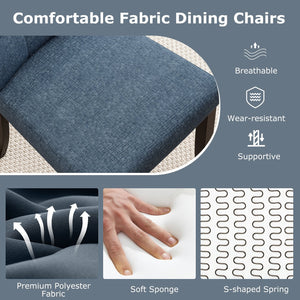 Set of 2 Tufted Dining Chairs Armless with Rubber Wood Legs-Dark Blue view 6