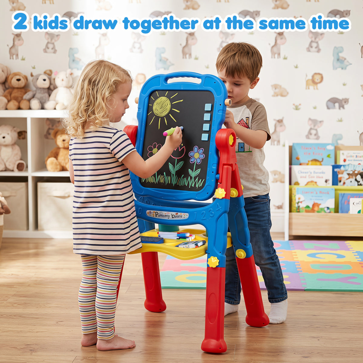 Art Easel for Kids with Adjustable Height-Blue view 4