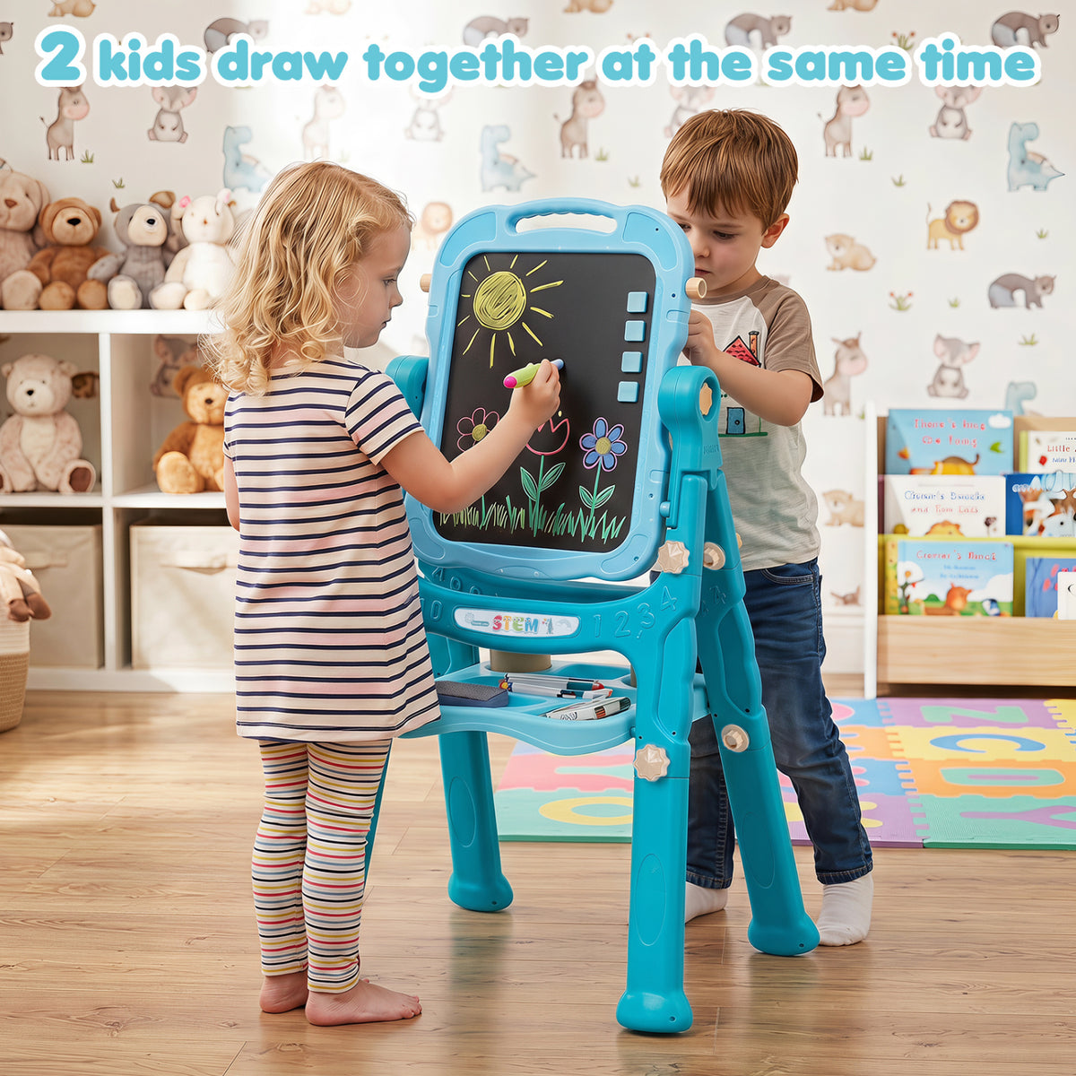 Art Easel for Kids with Adjustable Height-Green view 4