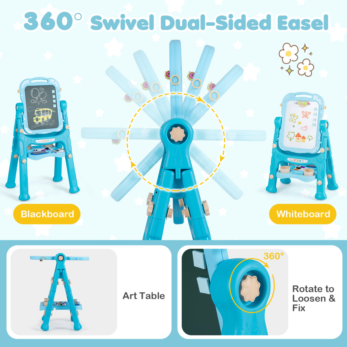 Art Easel for Kids with Adjustable Height-Green view 7
