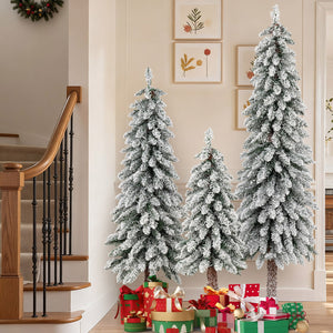 Artificial Christmas Tree Set of 3 with Snow-flocked Branch Tips view 3