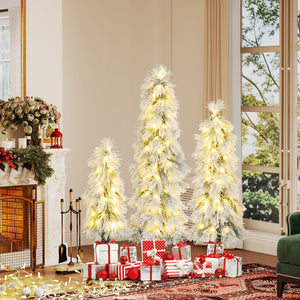 Artificial Christmas Tree Set of 3 with Snow-flocked Branch Tips and LED Lights view 2