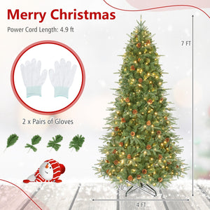 Artificial Christmas Tree with LED Lights and Pine Cones-7' view 5