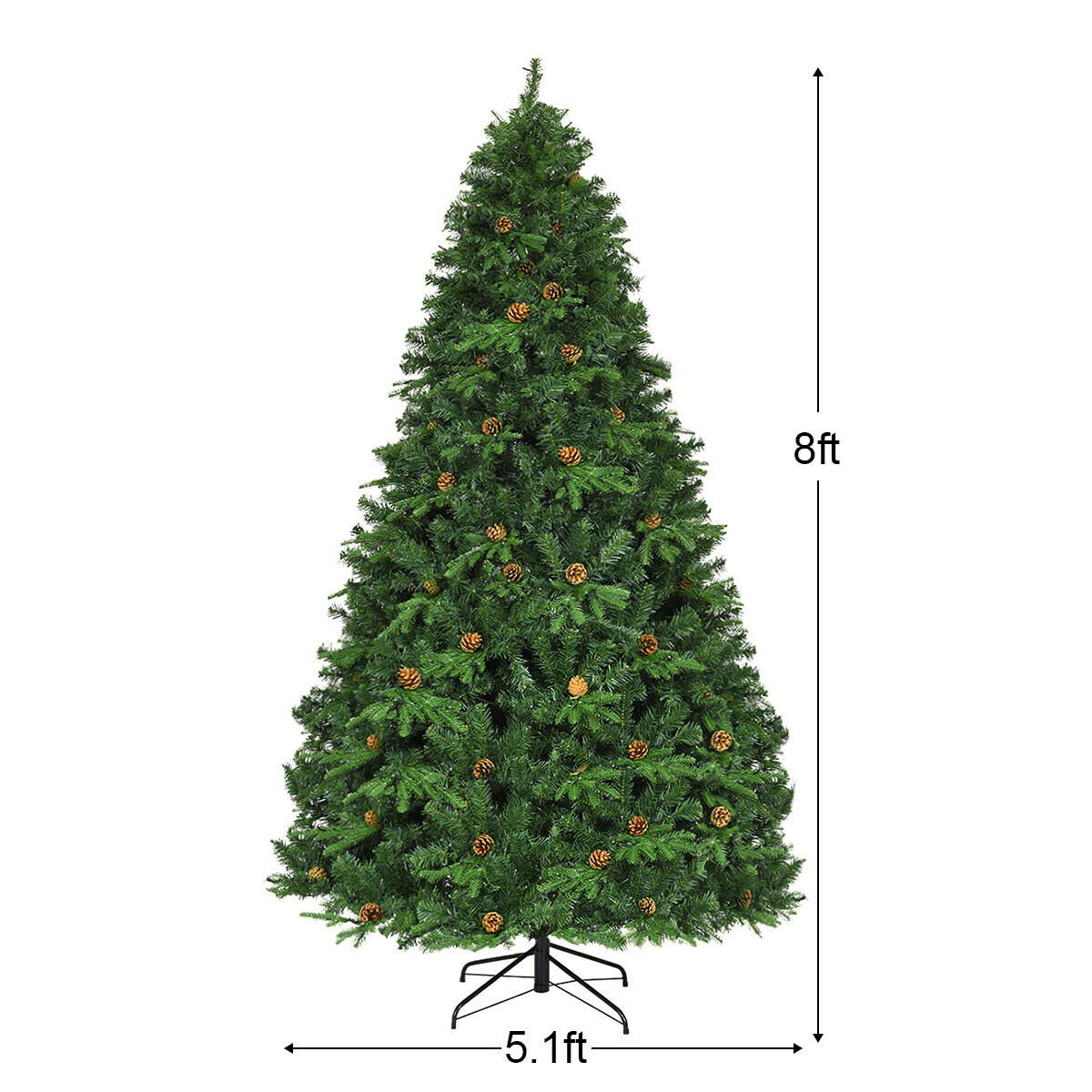 Flocked Artificial Christmas Tree with LED Lights and Pine Cones-8ft view 5