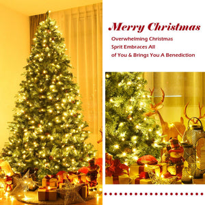 Flocked Artificial Christmas Tree with LED Lights and Pine Cones-8ft view 6