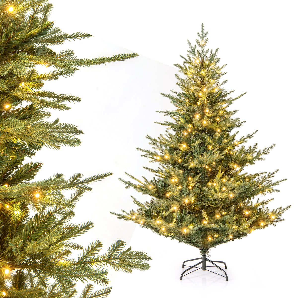 Artificial Christmas Tree with Branch Tips and Warm White LED Lights-6 Feet