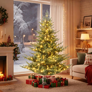 Artificial Christmas Tree with Branch Tips and Warm White LED Lights-6 Feet view 3