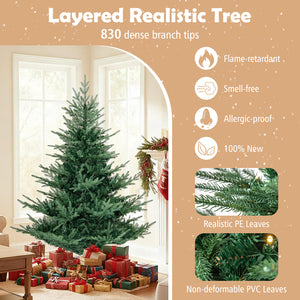 Artificial Christmas Tree with Branch Tips and Warm White LED Lights-6 Feet view 9