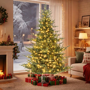 Artificial Christmas Tree with Branch Tips and Warm White LED Lights-7 Feet view 3